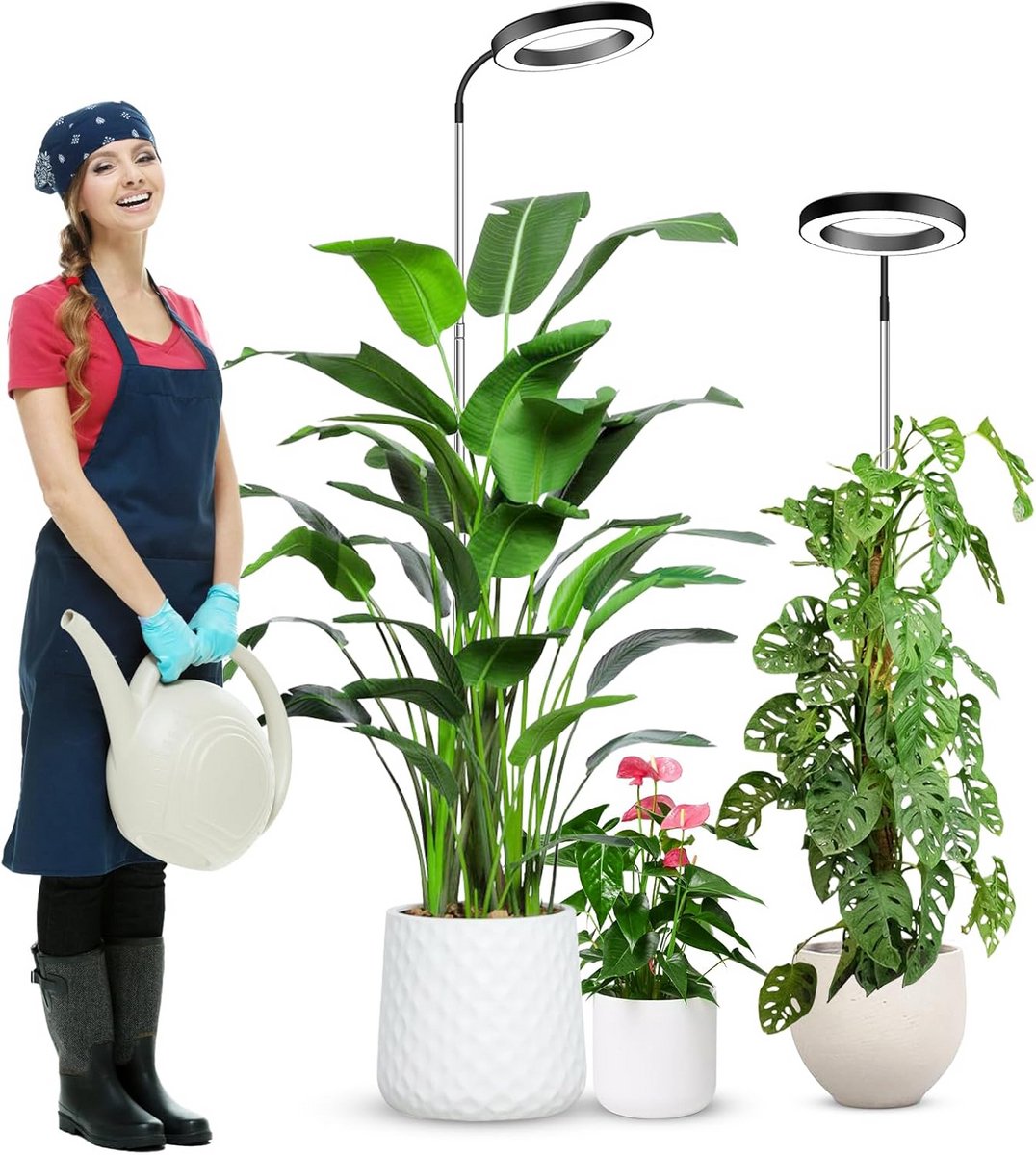 Groeilamp Planten - Binnenverlichting Kamerplant - Planten Verzorgen - Volledig Spectrum 80 LEDs - 165 cm Hoog - Zwart