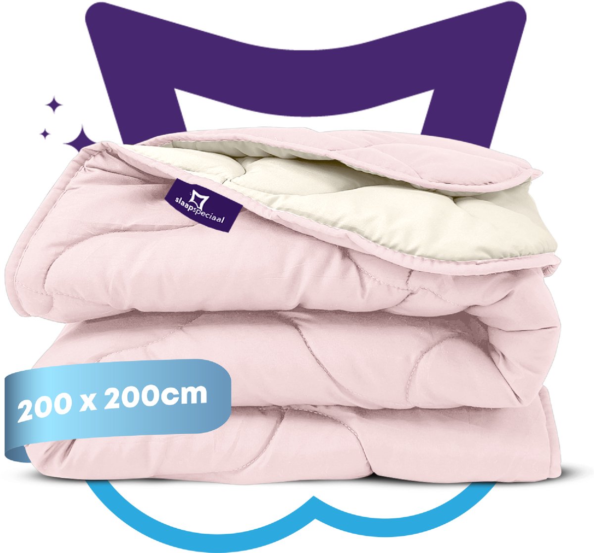 Slaapspeciaal Zomerdekbed - eazydekbed ® Series Roze/Creme - Dekbed zonder overtrek | 200x200 cm - Hoesloos dekbed - Bedrukt dekbed zonder overtrek - Dekbed in kleur - Gekleurd dekbed - Tweepersoons Dekbed