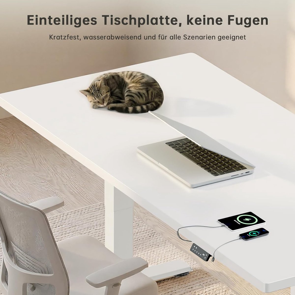 Premium Elektrisch Zit-Sta Bureau 160x80 cm met Dubbele Motor, 25 mm Massief Werkblad & USB Oplaadpoorten, Ergonomisch Computer Bureau met Kabelmanagement