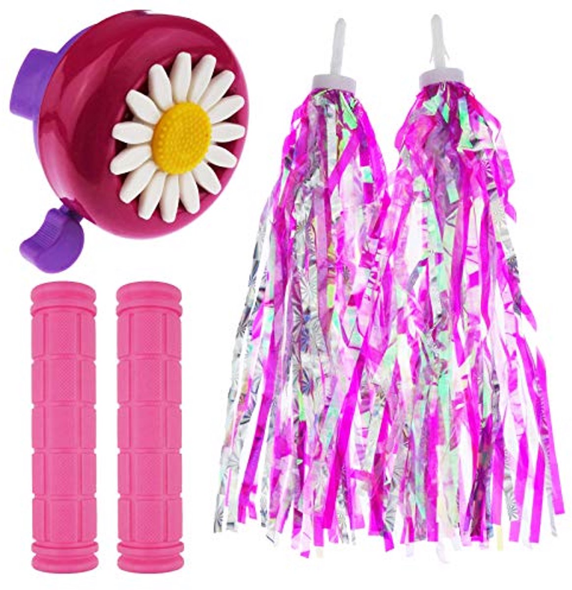 Kinderfiets Accessoires Set Fietsdecoratie Set Fiets Versieren Compleet Pakket 28 cm Streamers Roze