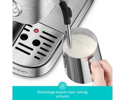Espressomachine - Koffiezetapparaat - Thuis barista - 20 Bar Italiaanse pomp - 1L Waterreservoir - Zilver
