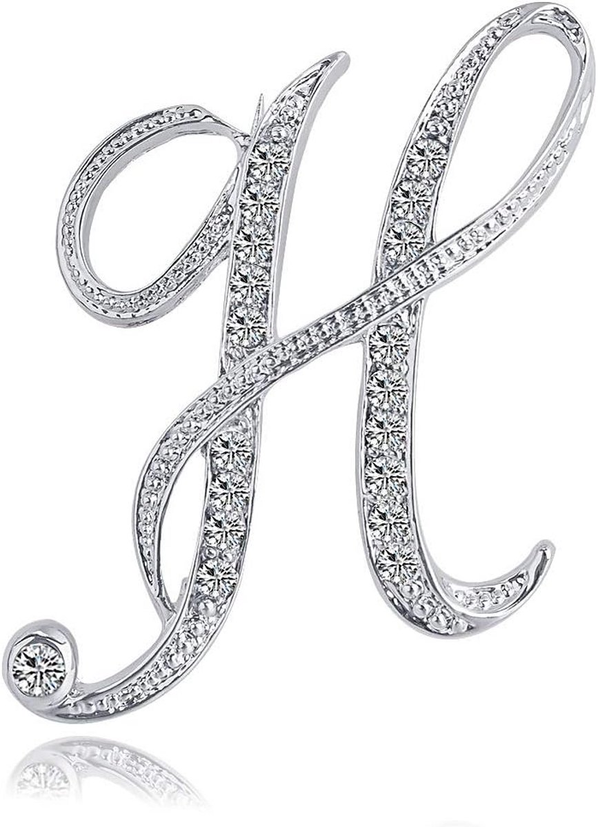 Letter Broche - Initial Speld - Kleding Versieren - Rhinestone Versiering - 5cm Hoog - Zilverkleurig