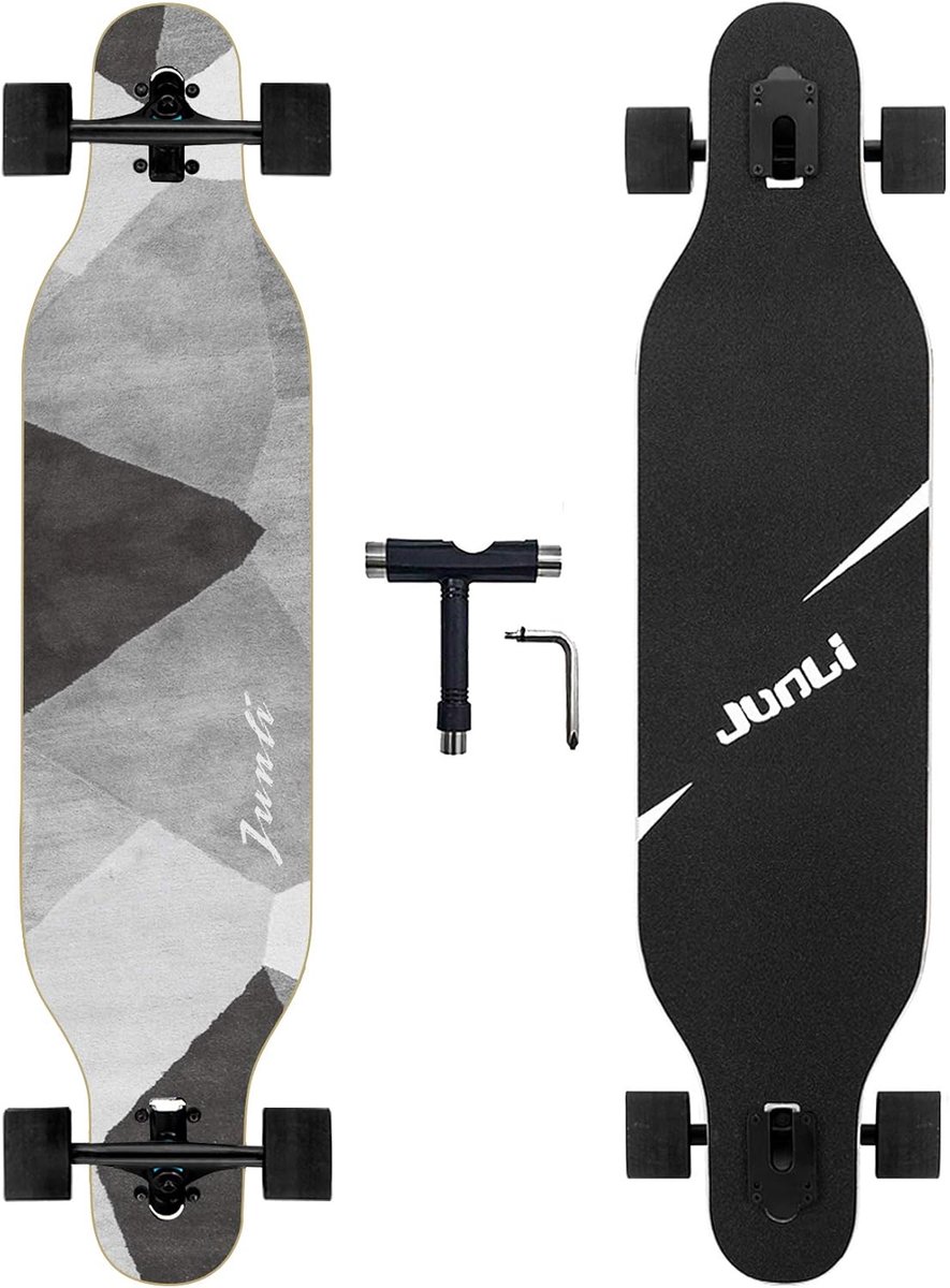 Freeride Longboard Compleet Skateboard Stadscruisen Carven 8-laags Esdoorn Dek 41 Inch Grijze Zone