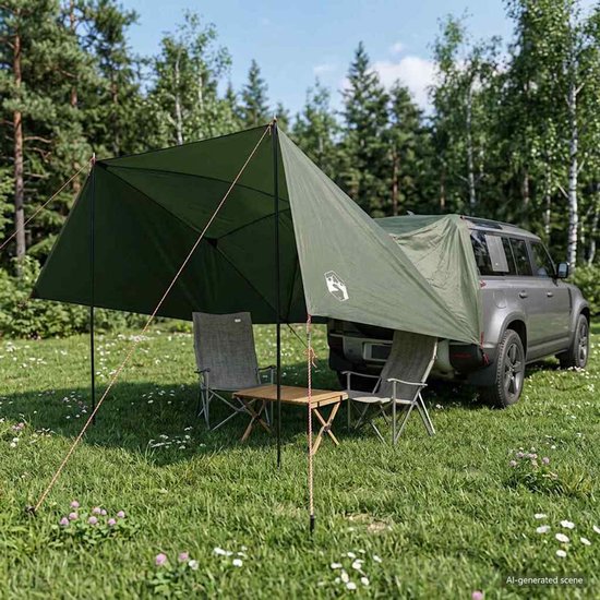 vidaXL - Auto - Tent - 308 - x - 215 - x - 220 - cm - Leger - Groen - Polyester - en - Staal van Vidaxl — afbeelding 3