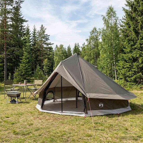 vidaXL - Tipi - Tent - Bruin - Grijs - 700 - x - 700 - x - 395 - cm - Polyester - en - Staal van Vidaxl — afbeelding 4