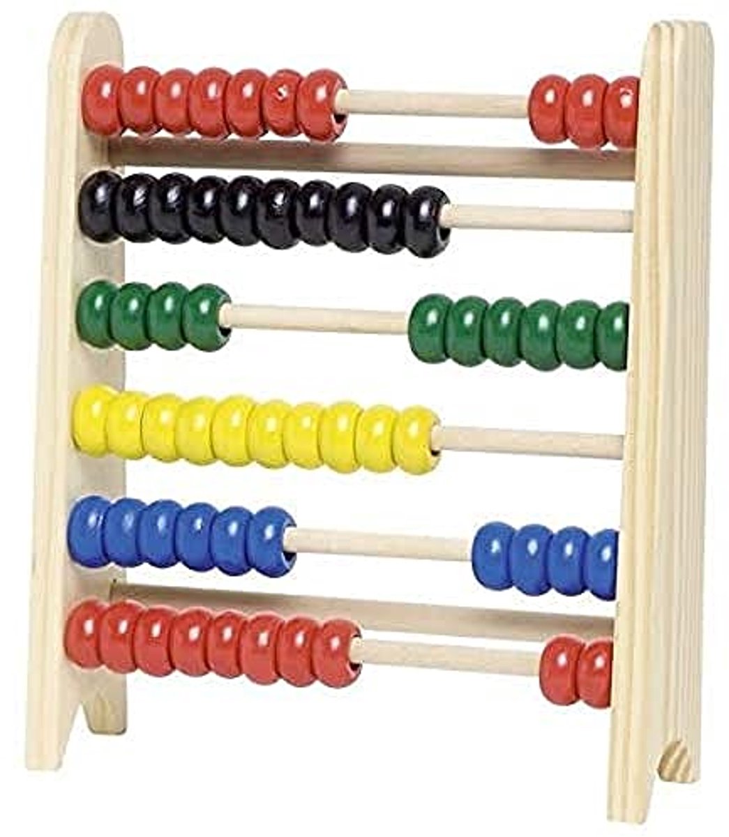 Rekenframe - Telraam Hout - Leren Rekenen - 100 Kralen - 18 cm - Houtkleur
