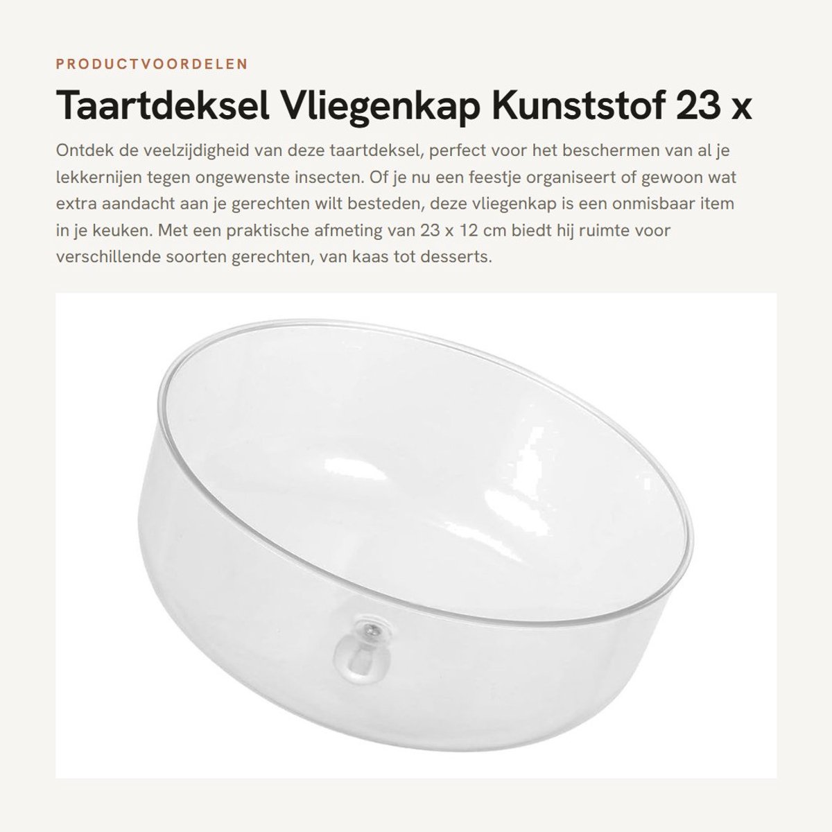 Dailygoods- Taartdeksel Transparant - Voedselbel - Kunststof Afdekhoes - 17 x 17 x 10 cm - Bescherming Tegen Insecten - Geschikt Voor Horeca - Voedseldeksel