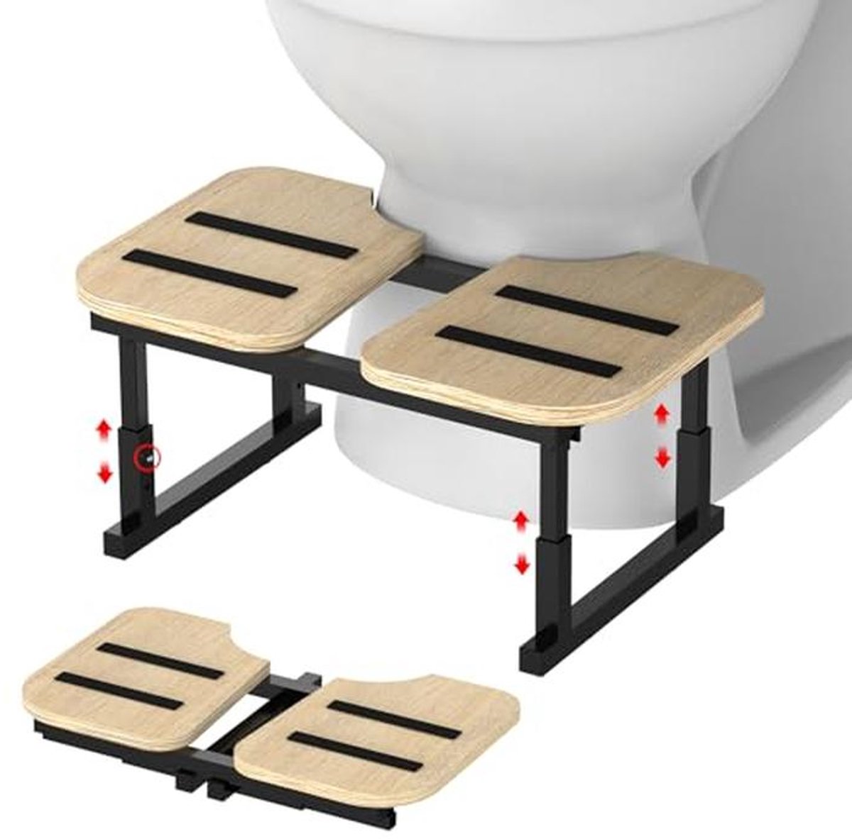 Toiletkruk Hout - Voetenbankje Badkamer - Natuurlijke Houding - Bevordert Ontlasting - 42 cm Breed - Natuurlijk