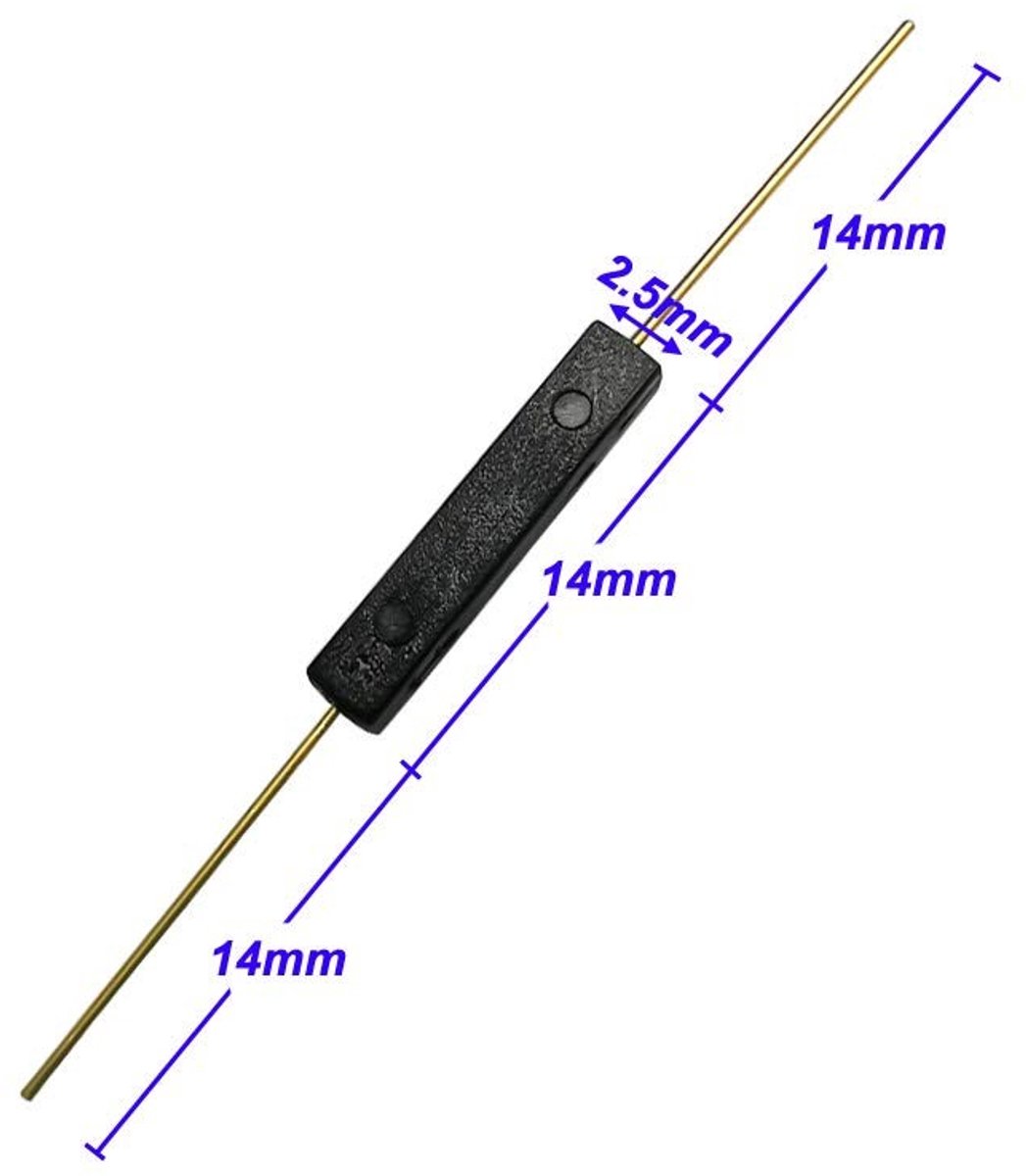 Dailygoods - Plastic Reed-schakelaar - Glas Reed-schakelaar - Magnetische inductieschakelaar - 10 stuks - 2.5 mm x 14 mm - 2 mm x 14 mm - Geschikt voo...