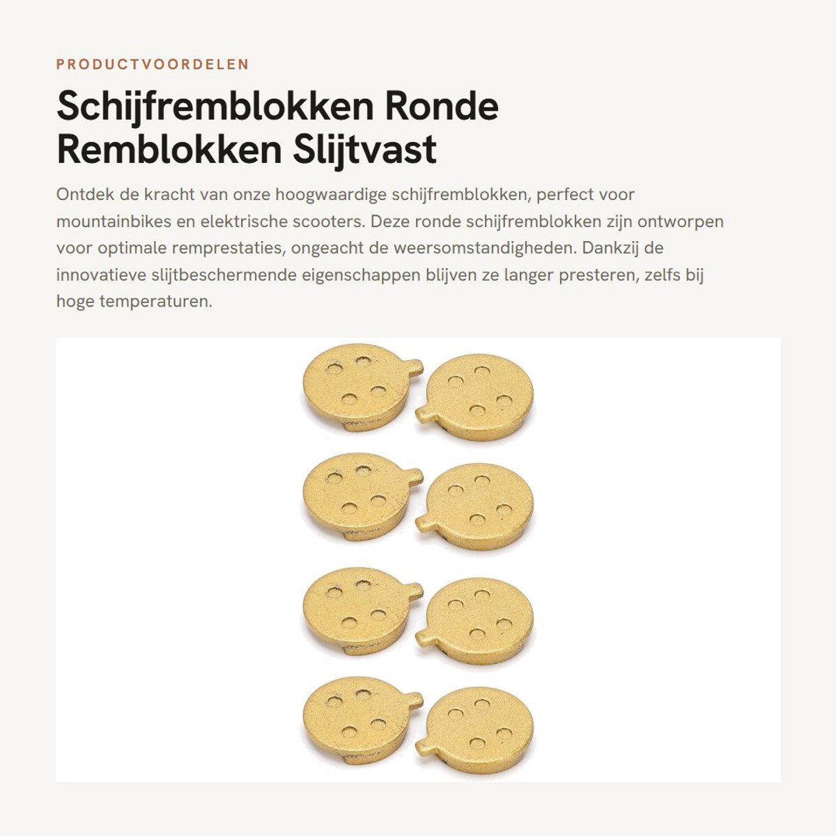 Schijfremblokken - Ronde Remblokken - Slijtvast en Betrouwbaar - 4 Paar - Geschikt voor Mountainbikes en Elektrische Scooters