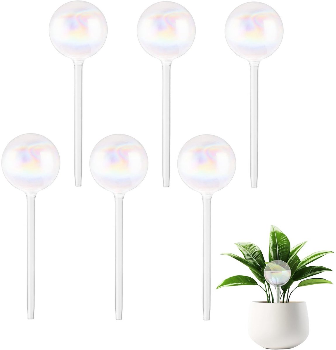 Dailygoods- Irrigatieballen 6 stuks - Transparante Plantenirrigatie - Waterdispenser Glas - Zelfbewatering - Kamerplanten - Buitenplanten - Automatisch Irrigatiesysteem - Plantenbewateringssysteem