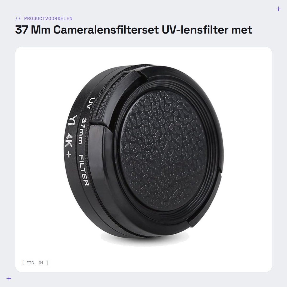 Dailygoods - 37 Mm Cameralensfilterset - UV-lensfilter met Beschermende Lensdop - Hoogwaardige Filterset - Geschikt voor Actiesportcamera's - Ideaal v...