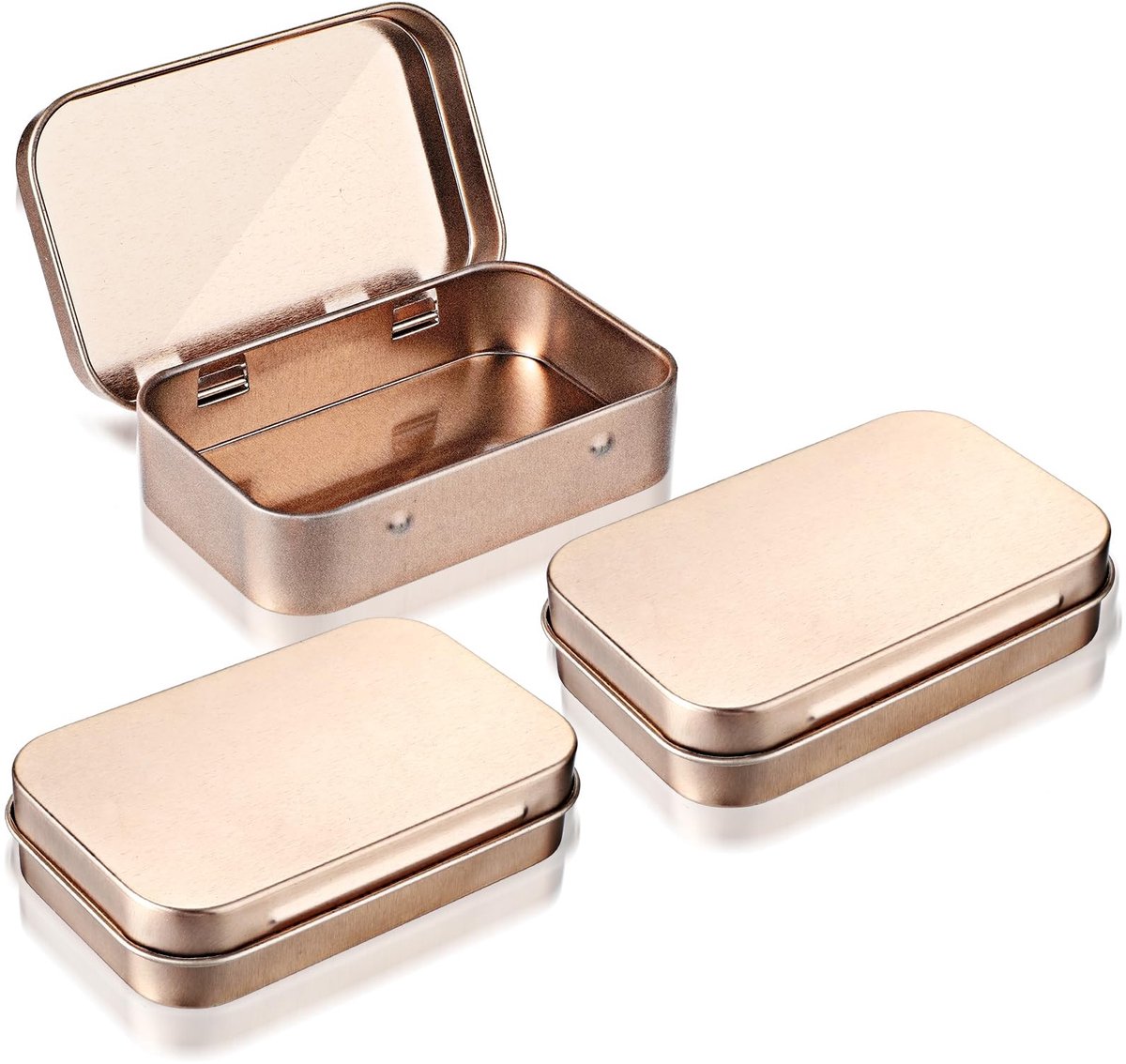 Dailygoods- Opbergset 3 Stuks - Kleine Opbergdoos met Deksel - Metalen Blikjes - Robuust en Duurzaam - Afmetingen 9,5 x 6 x 2,2 cm - Geschikt voor Snoep en Sleutels