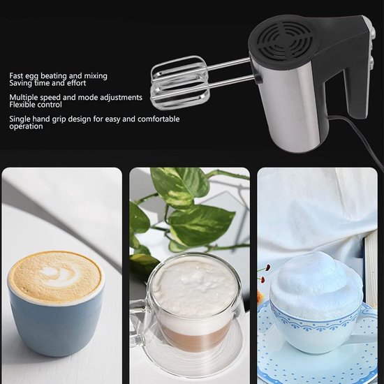 Elektrische Handmixer - Keuken Garde - Snel Mixen - 500 Watt Vermogen - 5 Snelheden - Zilver — afbeelding 2