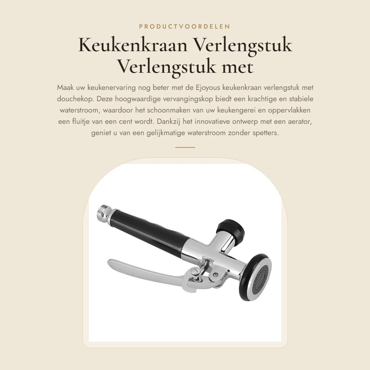 Dailygoods- Keukenkraan Vervangkop - Keukenkraan met Uittrekbare Uitloop - Keukenkraan Sproeikop - Roestvrij Staal - Duurzaam - Efficiënte Waterstroom - Keukenmengkraan