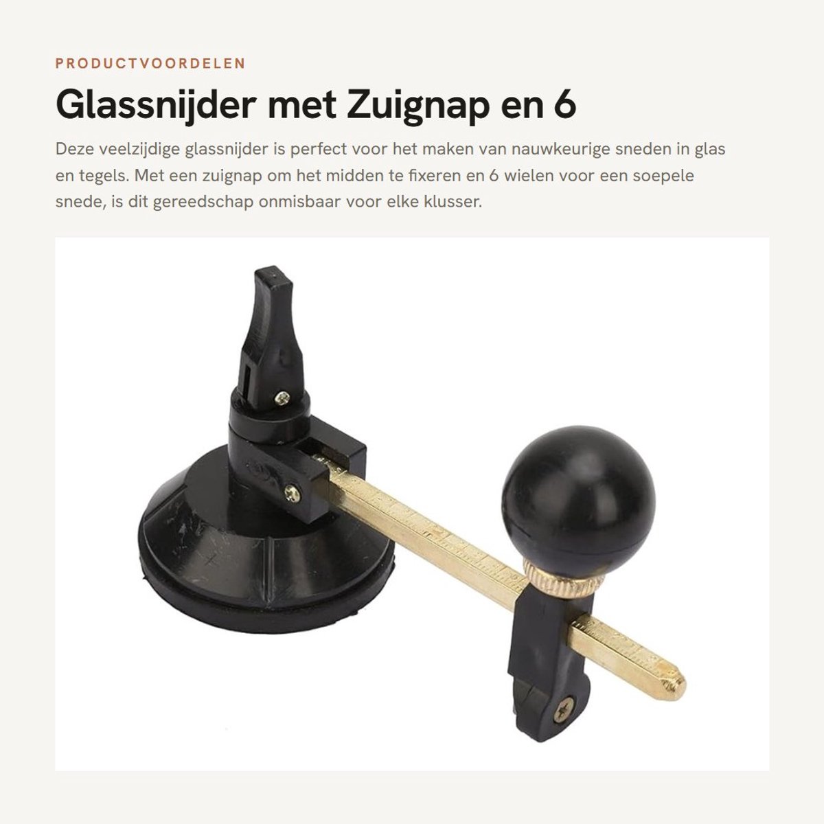 Dailygoods- Glassnijder Professioneel - Verstelbare Cirkelsnijder - Cirkelsnijder Papier/Karton - Zuignap - 6 Wielen - Snijdikte 3-12 mm