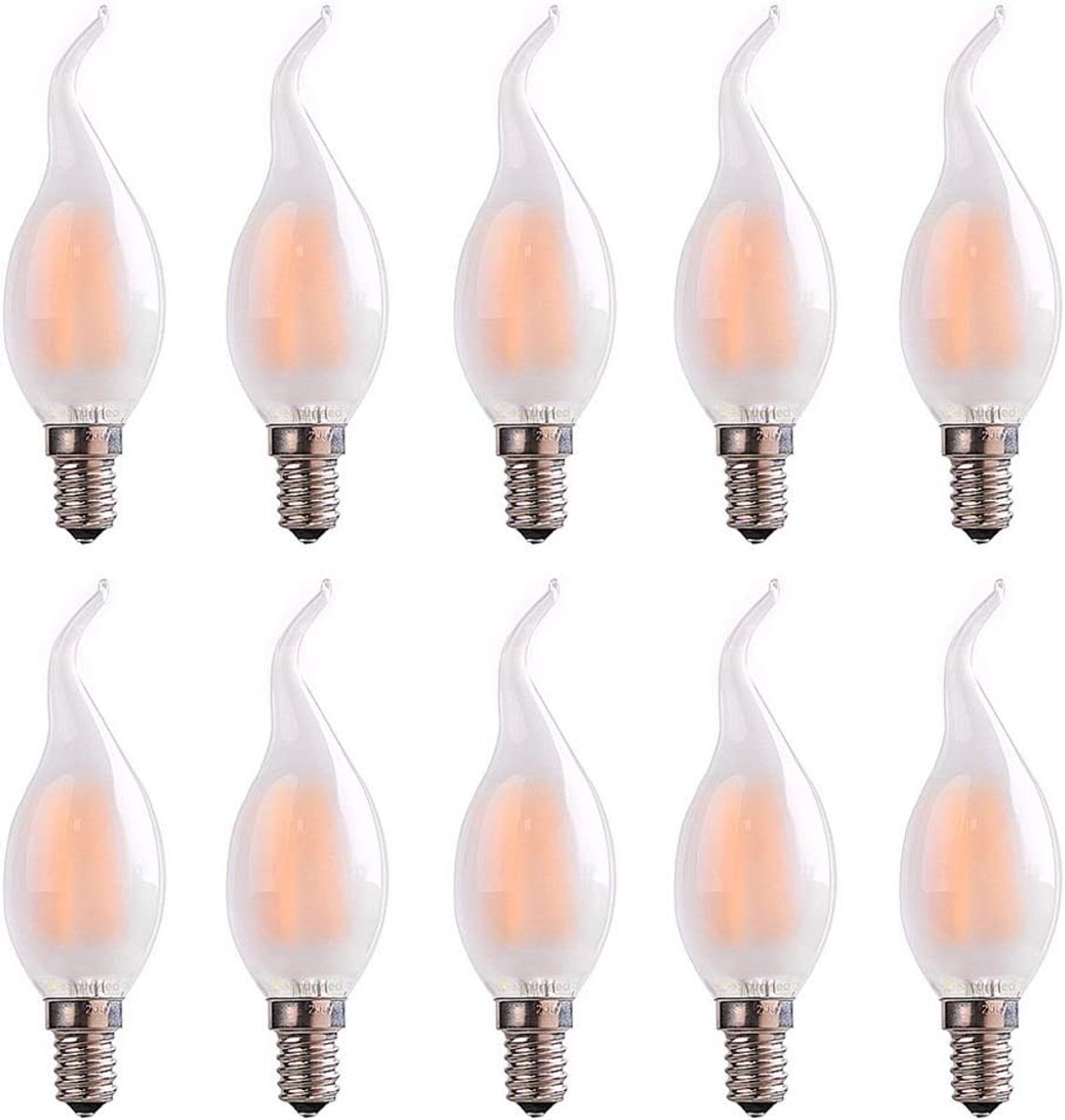LED Kaarslampjes - Edison Fitting - Sfeerverlichting Creëren - Melkglas Vorm - 10 Stuks -