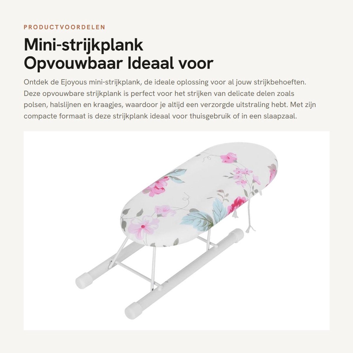 Dailygoods- Strijkplank Opvouwbaar - Mini Strijkplank - Antislip Voetjes - Katoenen Hoes - Ruimtebesparend - Multifunctioneel voor Delicate Details - Tafelstrijkplank