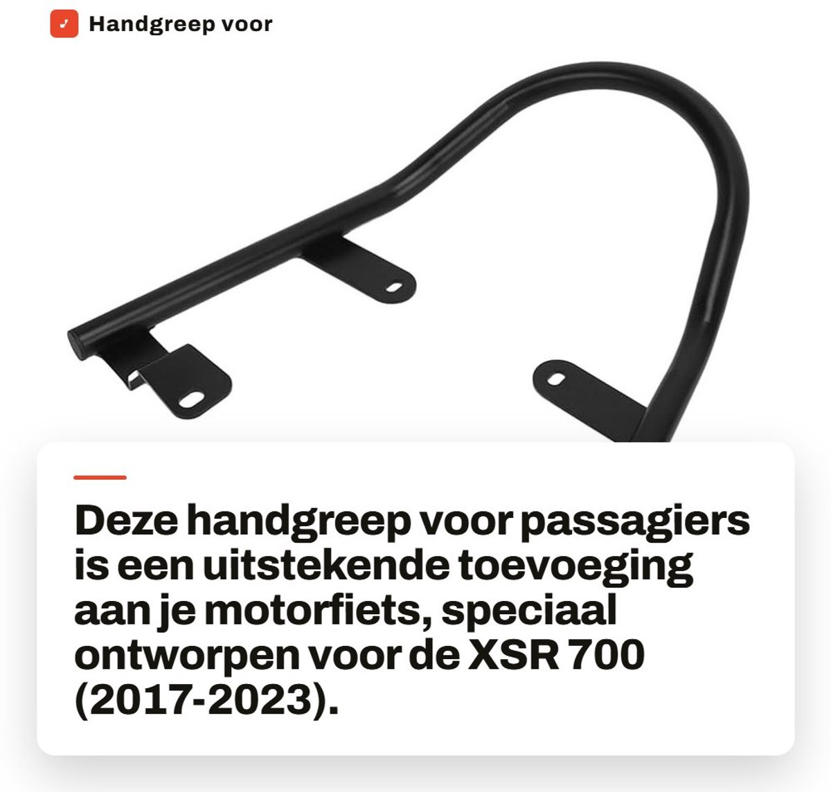 Dailygoods- Handgreep Comfortabele Ondersteuning - Vervanging XSR 700 2017-2023 - Zwart - Sterke Structuur - Antislip - Vintage Uiterlijk - Motorfiets Handvat