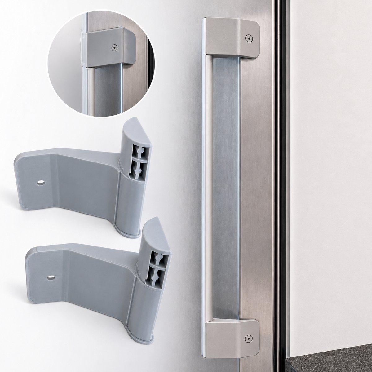 Whirlpool Koelkast Deurgreep Bevestiging - Whirlpool 488000506980 - Handgreep Houder - Vriezer Deur Handvat Reparatie - Vervangend Onderdeel - Set Van 2 Stuks - Grijs