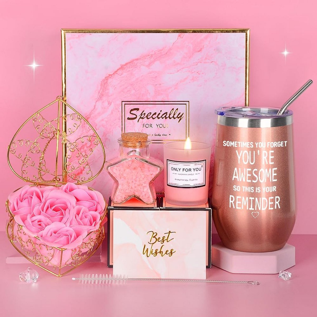 Geschenkdoos Vrouwen - Cadeaupakket Ontspanning - Moment voor Jezelf - Met Geïsoleerde Beker - 16 oz - Grijs