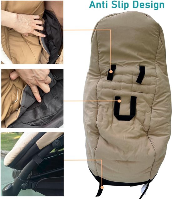 Voetenzak Kinderwagen - Baby deken - Warmte Buiten - Waterafstotend Drievoudig - 90 cm - Taupe — afbeelding 4