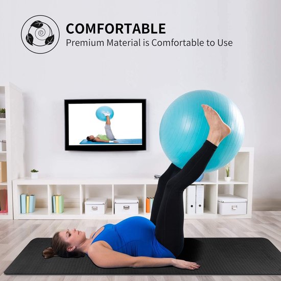 Yogamat Extra Groot - Fitnessmat Oefenmat - Thuis Sporten - Extra Brede Grip - 213 x 81 cm - Zwart van Yogamat — afbeelding 5