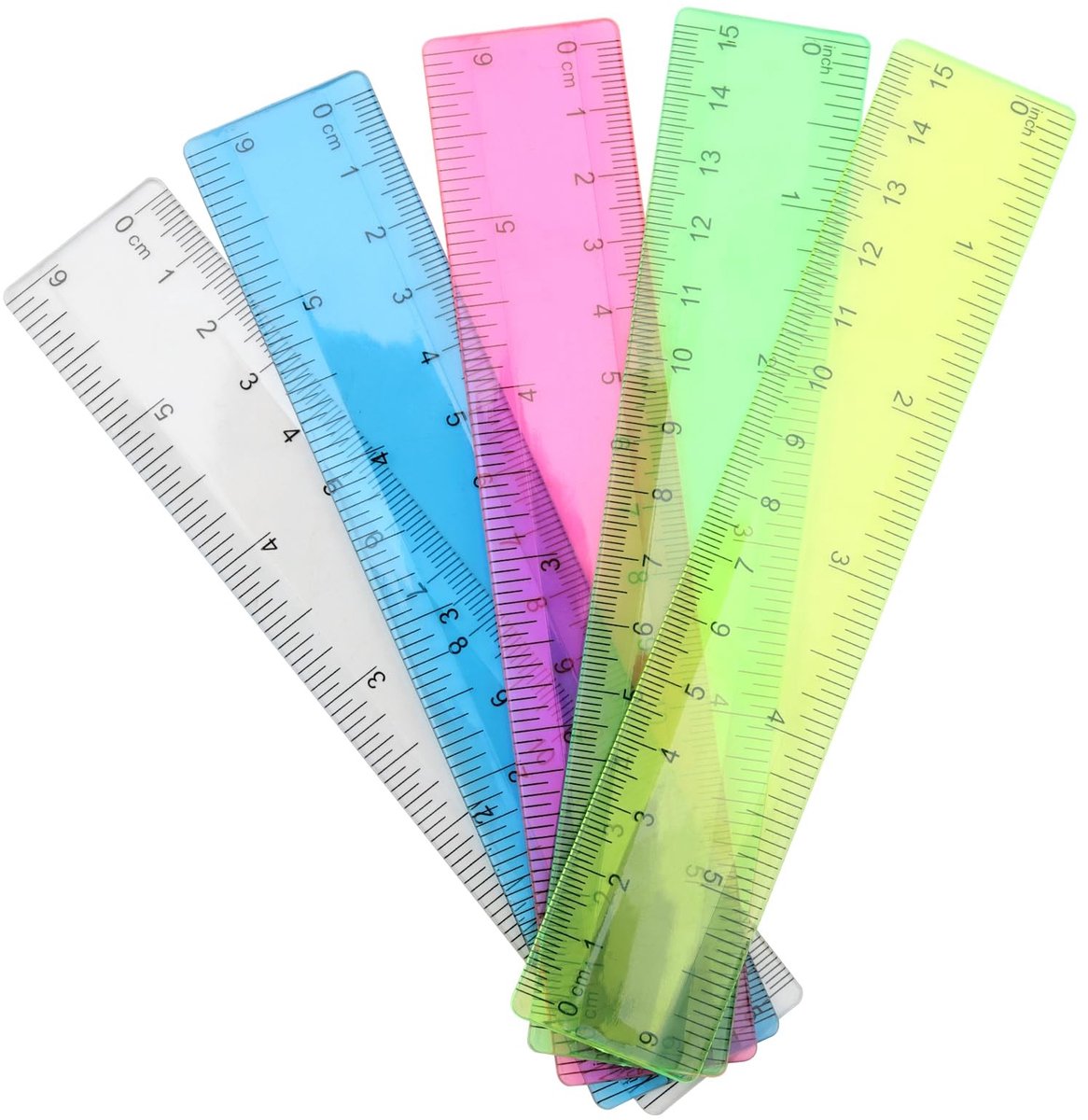Dailygoods- Liniaal 15 cm - 50 Stuks - Onbreekbare Meetliniaal - Gekleurde Linialen - Transparant Ontwerp - Duurzaam en Lichtgewicht - Meetlat