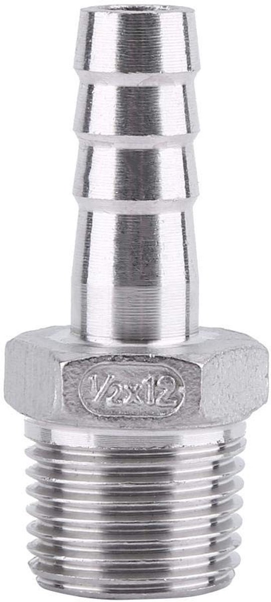 Dailygoods- Slangaansluiting Roestvrij Staal 304 - Buitendraad Buisschroefverbinding - Barb Connector - BSP 1/8" ~ 3/4" - Voor Chemische Engineering - Lange Levensduur - Slangconnector