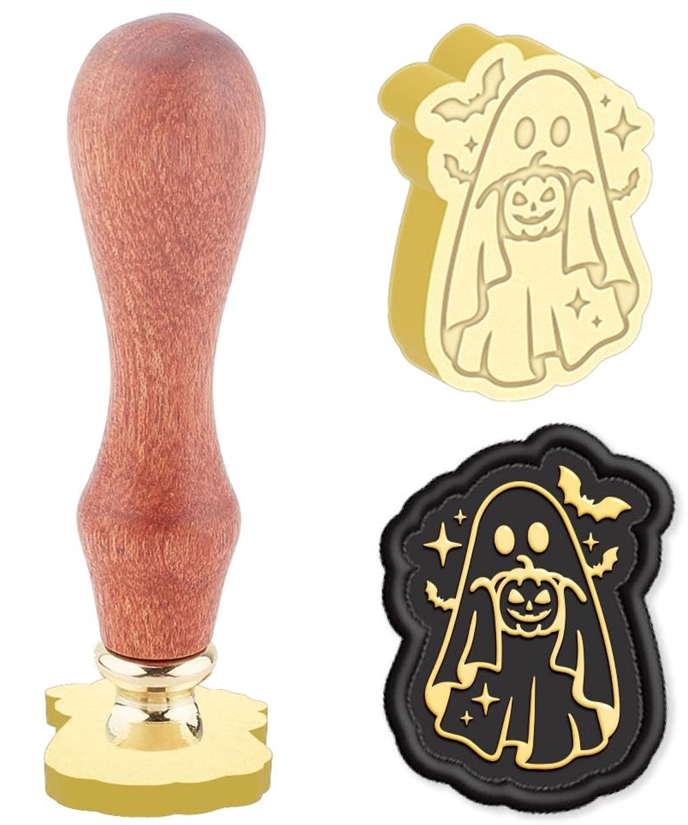 Dailygoods- Zegelstempel 3D-reliëf - Waszegelstempel - Verwisselbare Kop - Houten Handgreep - Messing Kop - Voor Decoratie Enveloppen - Waszegel