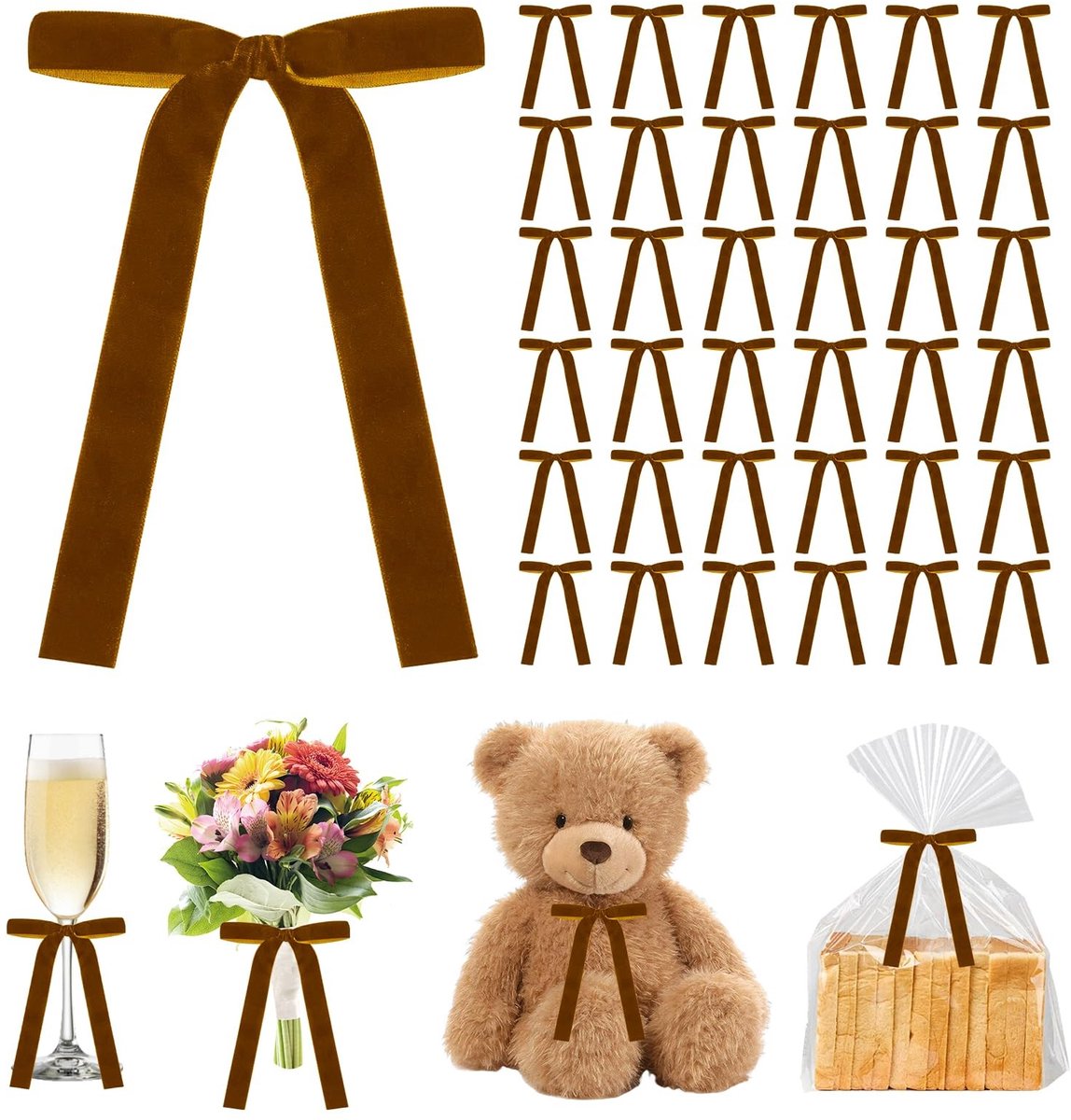 Dailygoods- Franjes 36 Stuks - Fluwelen Strik - Versiering - Kerstdecoratie - Woondecoratie - Hoogwaardig Materiaal - Veelkleurig - Kerststrik