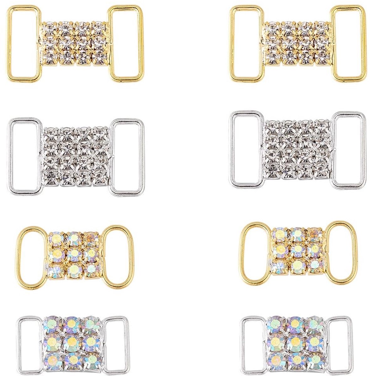 Dailygoods - 8 Stuks Gouden en Zilveren Veters Bedels met Kristallen - Sneakers Accessoires
