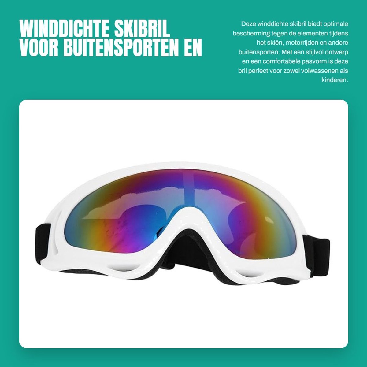 Dailygoods- Skibril Winddicht - Unisex - Buitensporten - Motorrijden - Fietsen - Wit Frame - Sportbril