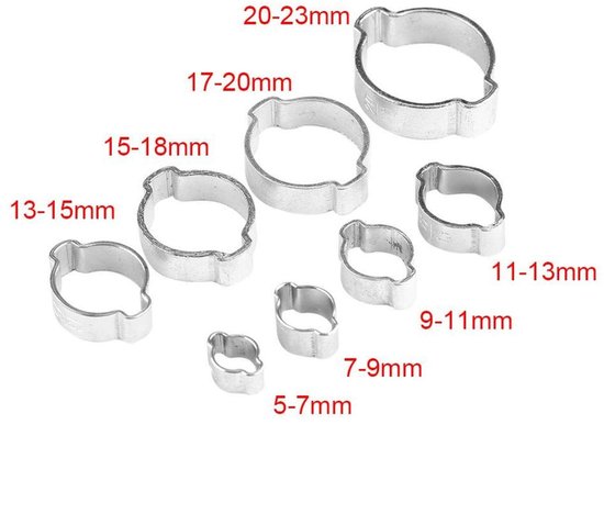 Dailygoods- Slangenklemmen Set 10 Stuks - RVS - Galvaniseerd - Verstelbaar - 8 Maten 5-20mm - Professioneel Gepolijst - Slangklem van Dailygoods — afbeelding 2