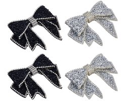 Dailygoods- Strik Patches 4 Stuks - Zelfklevende Strik Velet/Strass - Kleding Decoratie - Kristallen Applicaties - 90x110x14.5mm - Elegante Strass-decoratie - Kledingpatches