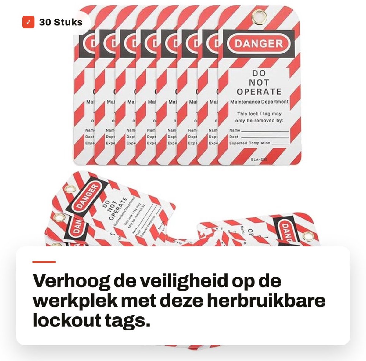 Dailygoods - 30 Stuks Veiligheidslockout Tags voor Industrie, Herbruikbare Waarschuwingslabels
