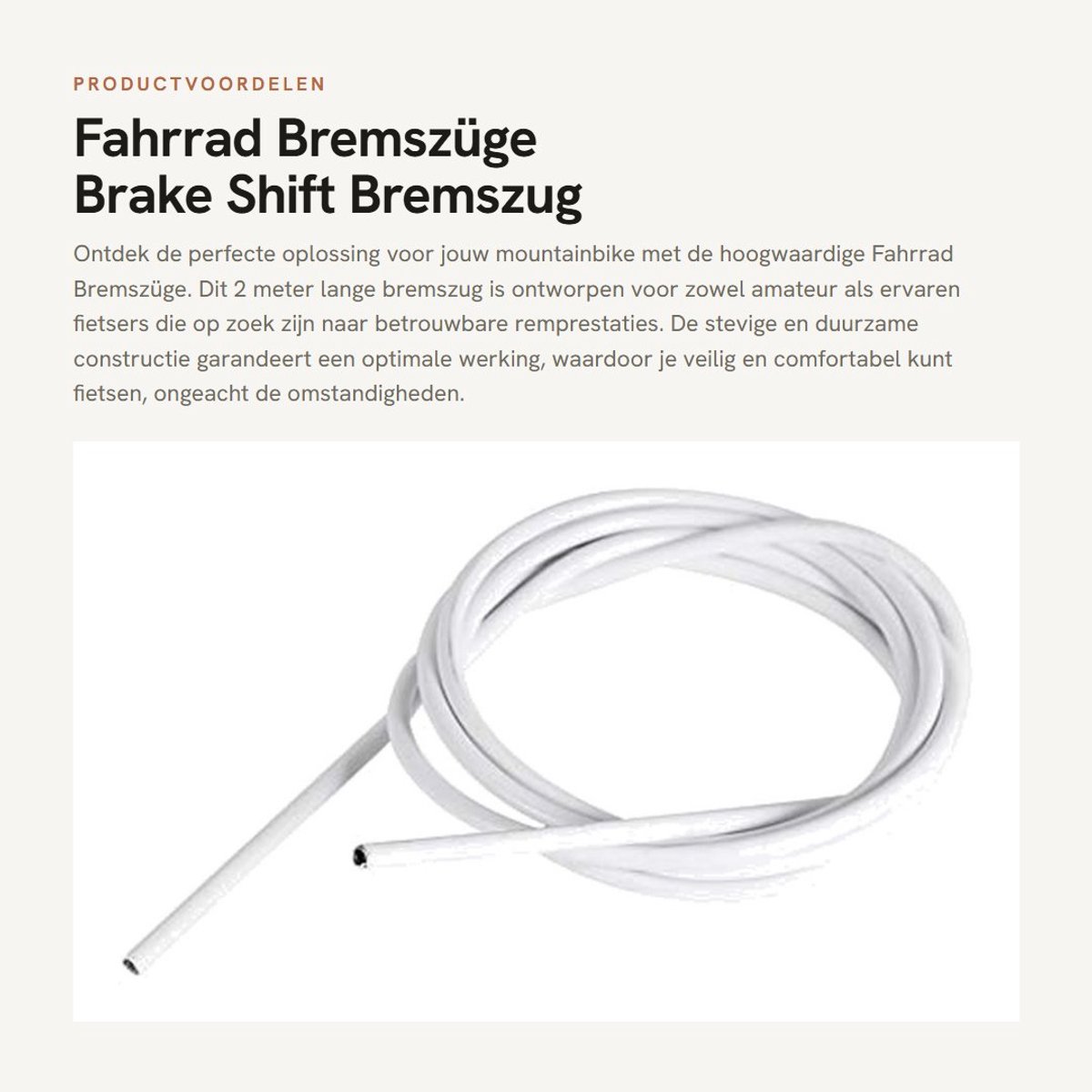 Dailygoods- Bremszug Gehäuse Kit - Mountainbike - 2m Universeel - 5mm - Antislip - Schokbestendig - Nieuw - Fietsremkabel