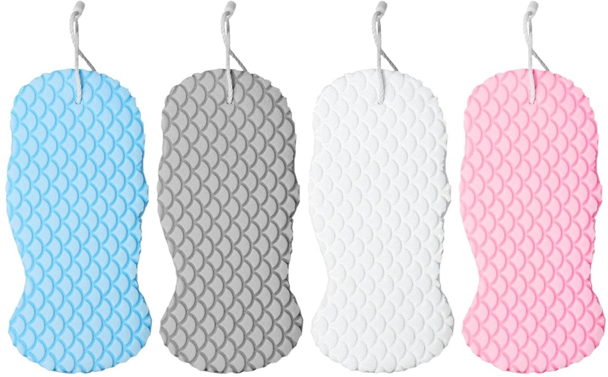 Dailygoods- Sponsborstel 4 Stuks - Exfoliërende Badborstel - Keukenborstel - Hangende Sponsborstel - Waterabsorberend - Polyamide Materiaal - Sponsdoek