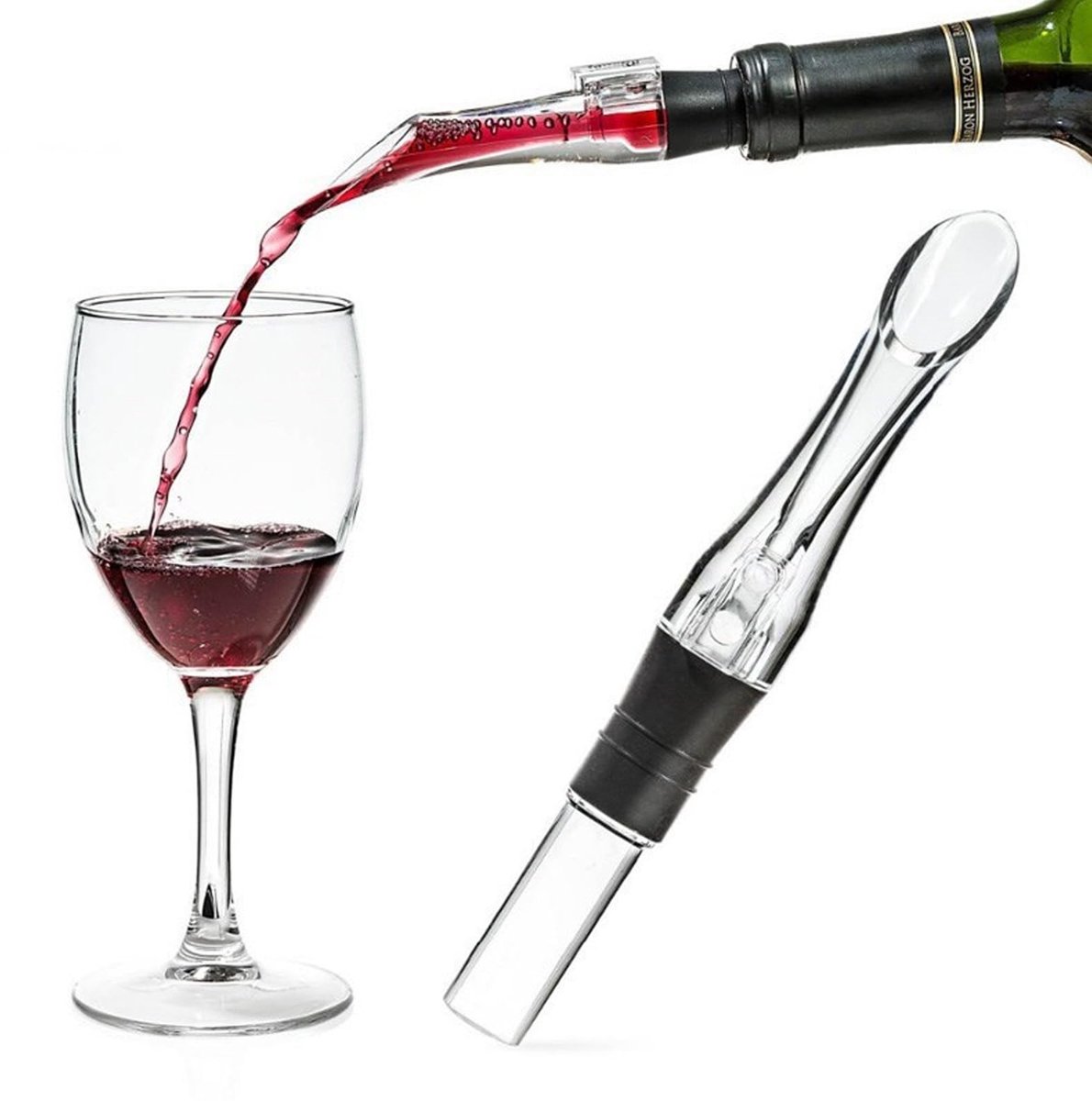 Dailygoods- Wijndecanter Intensieve Aromatisering - Wijnkaraf - Druppelvrije Schenktuit - Wijnaccessoires - Beluchting - Zwart