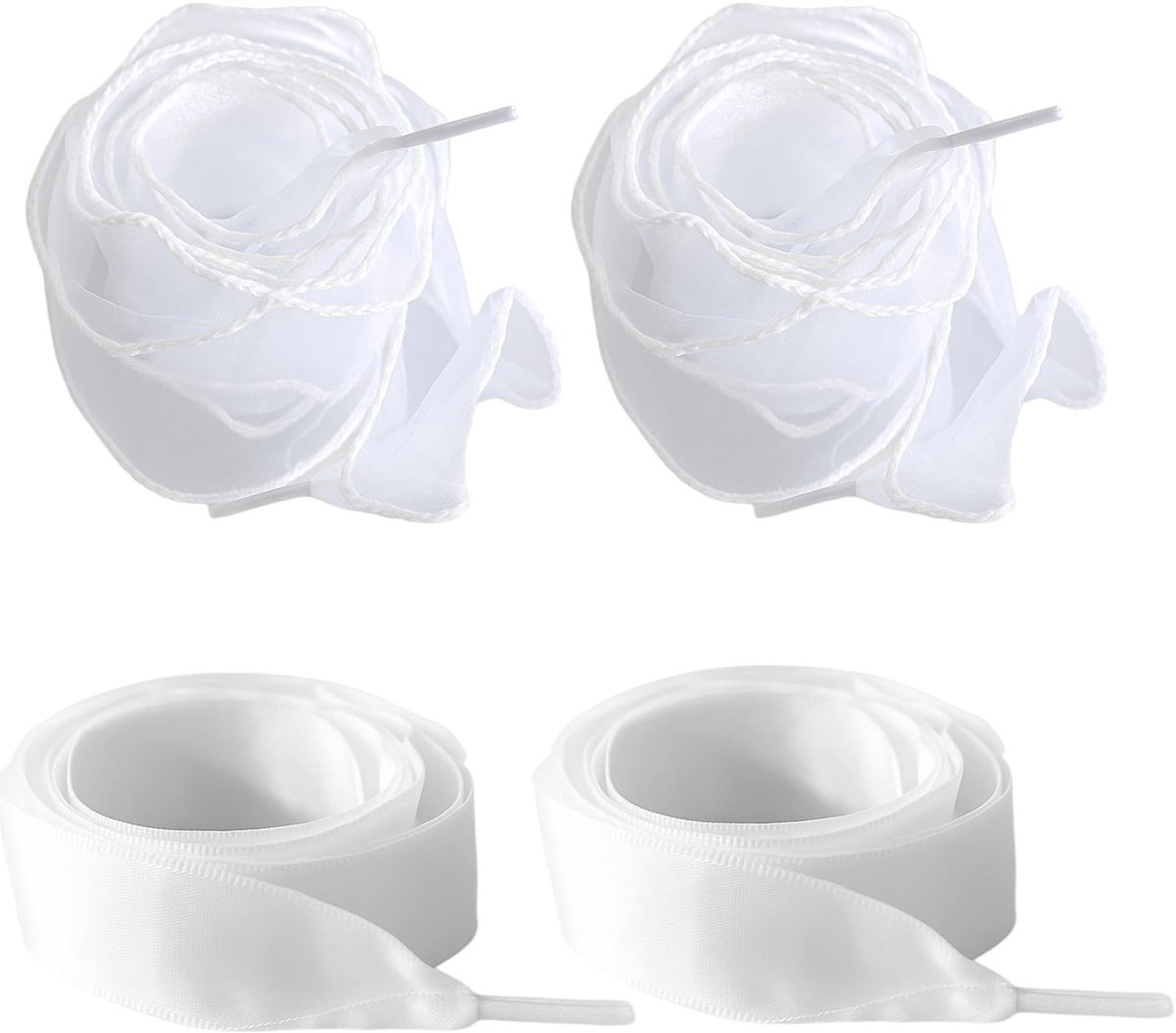 Dailygoods - Satin Laces Wit 120 cm x 4 cm - 2 Paar Brede Zijden Veters voor Casual Schoenen