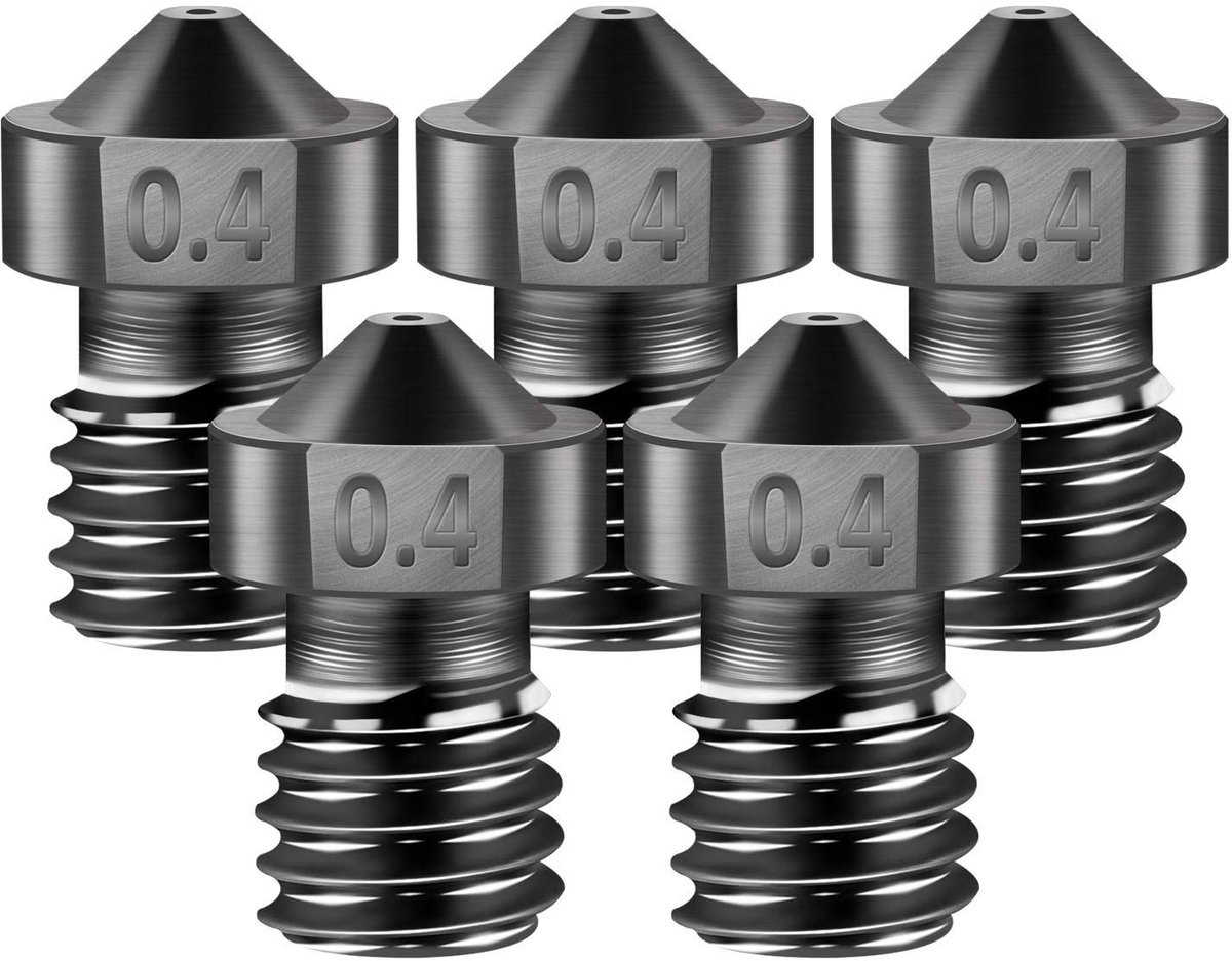 Dailygoods- Mondstukken 5 Stuks - Spuitmondjes Set 0,4 mm - Gehard Staal - Hoge Temperatuur - Corrosiebestendig - Duurzaam - Spuitmond