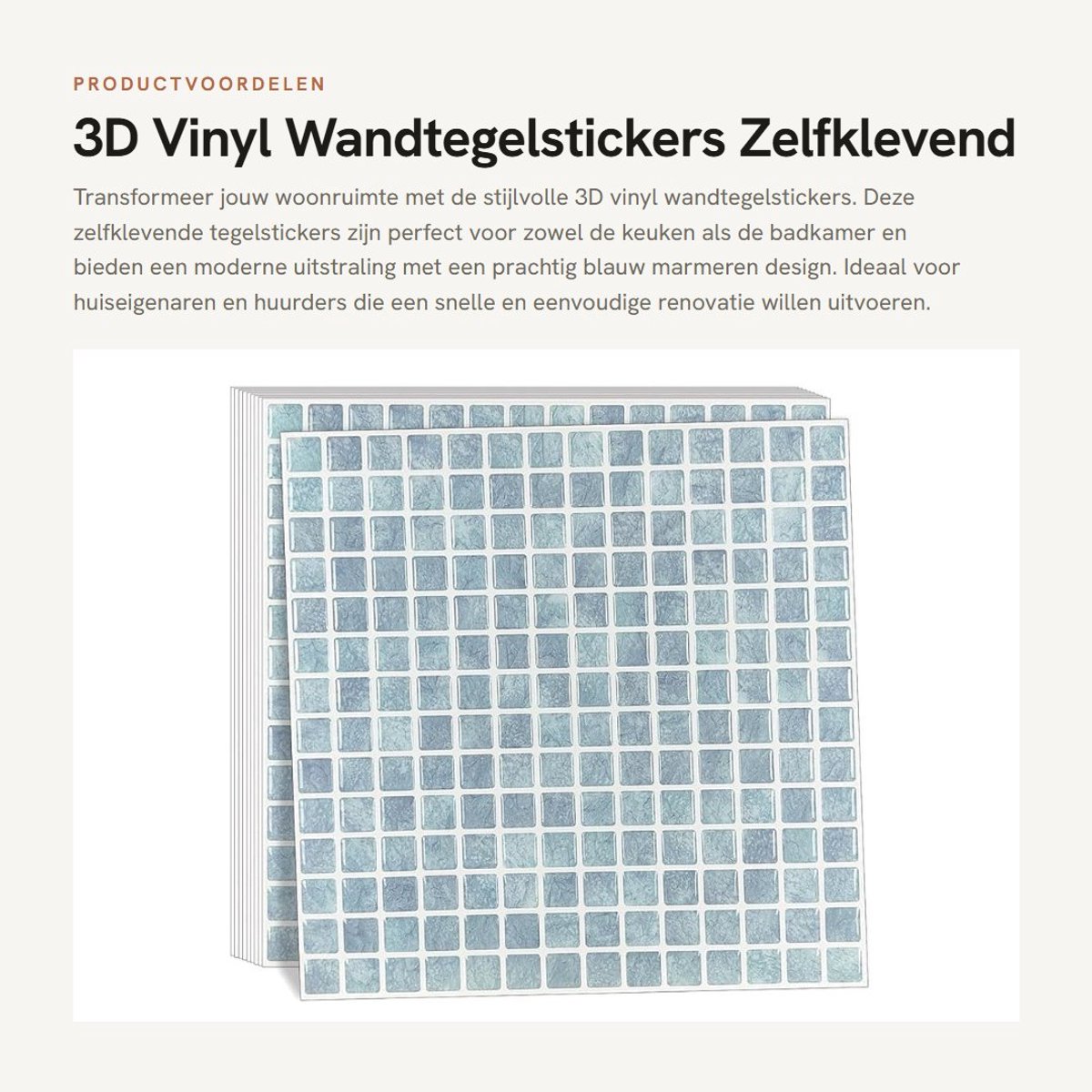 Dailygoods- Tegelstickers 3D Mozaïek - Zelfklevend - Waterdicht - Voor Keuken/Badkamer - 30x30 cm - Eenvoudig aan te brengen/te verwijderen - Muurtegelstickers