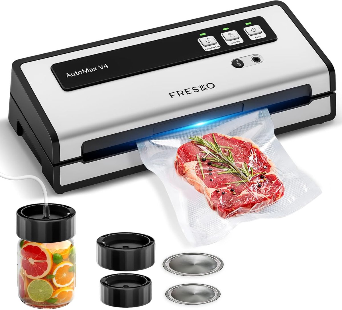 Vacuümsealer - Vacumeermachine - Voedsel bewaren - Krachtige zuigkracht - 42 cm breed - Zwart