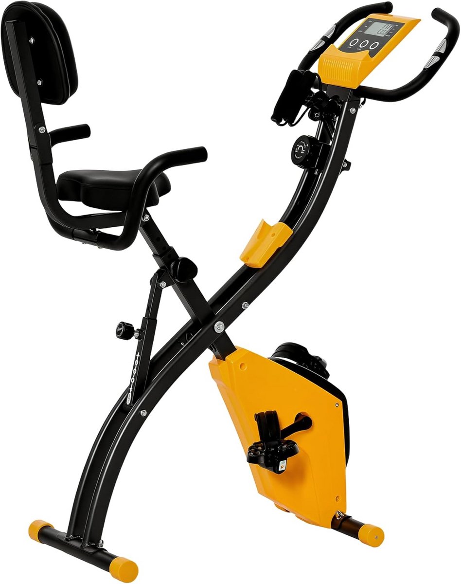 Inklapbare Hometrainer - Fitness Fiets - Thuis Trainen - 8 Weerstandsniveaus - 97x51x115cm - Zwart Geel
