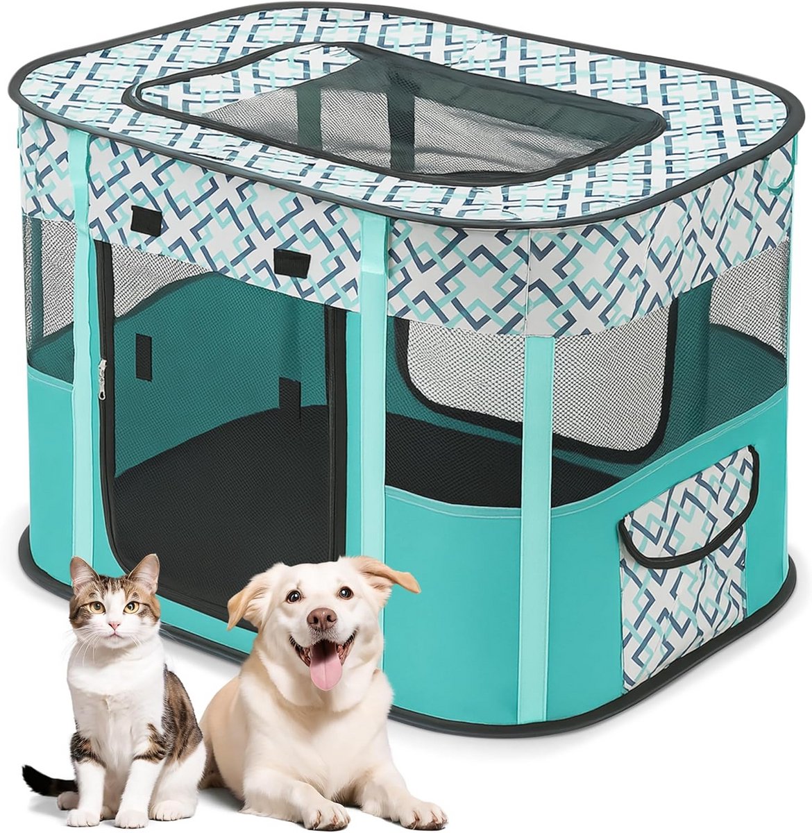 Opvouwbare huisdierbox - Transportkooi - Reizen en kamperen - Waterdicht Oxford stof - 110 x 85 x 60 cm
