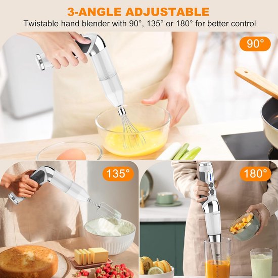 Draadloze Staafmixer - Handmixer Keuken - Maaltijden Bereiden - 21 Snelheden Instelbaar - 700ml Cup - Wit — afbeelding 2