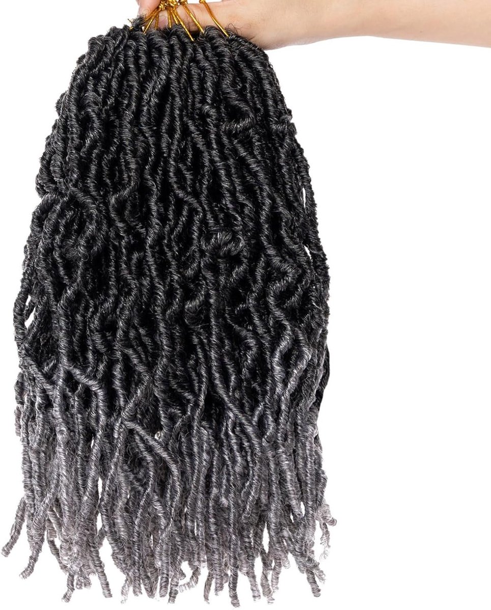 Kunstlokken gehaakt haar - Zachte lokken vlechten - Dagelijks gebruik - Natuurlijke textuur - 305 cm - Ombre grijs
