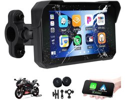 Draagbaar Navigatiescherm - Motor GPS - Veilig Onderweg - Draadloze Connectiviteit - 5 inch Touchscreen - Zwart