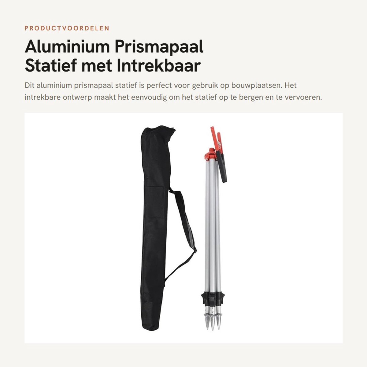 Dailygoods- Prismapaal Intrekbaar Ontwerp - Aluminium Statief - Hoge Nauwkeurigheidsbubbels - Bouwplaatsen - Professionele Kwaliteit - Veelzijdige Toepassing - Meetstatief