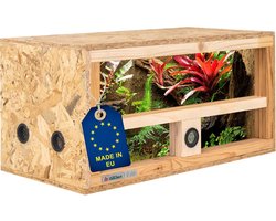 Houten Terrarium - Reptielen Verblijf - Dieren Huisvesten - Ingebouwde Hygrometer - 60x30x30 cm - Houtkleurig